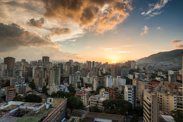 Fototapeta na wymiar View of Caracas city from west side during a sunset. Venezuela