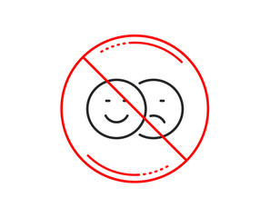 No or stop sign. Like and dislike line icon. Smile sign. Social media feedback symbol. Caution prohibited ban stop symbol. No  icon design.  Vector