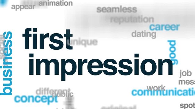 First impression animated word cloud. Kinetic typography.