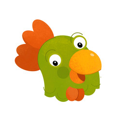 cartoon scene with rooster body part on white background - illustration for children
