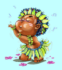 Hawaiian dancing cartoon character design cute acting