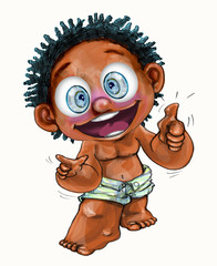 You are right finger acting African-America or Hawaiian cartoon character design