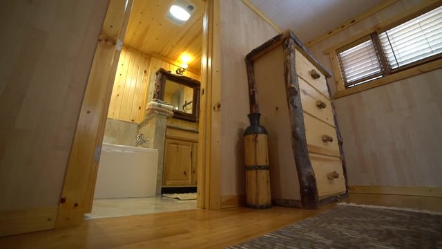 Luxury master bathroom in the log house