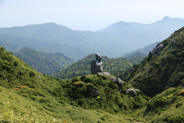 屋久島宮之浦岳山頂への道　花崗岩塔ロボット石