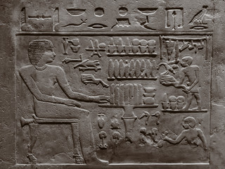 Bas-reliefs with the inscriptions of the ancient Egyptians