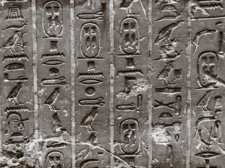 Bas-reliefs with the inscriptions of the ancient Egyptians