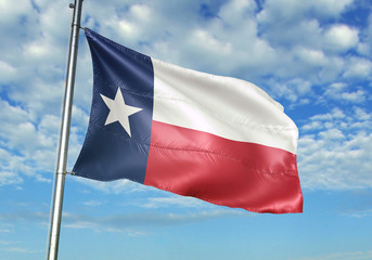 Texas state of United States flag waving sky background 3D illustration