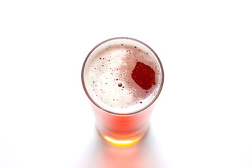 beer glass isolated on white background, top view.