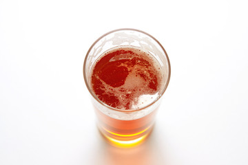 beer glass isolated on white background, top view.