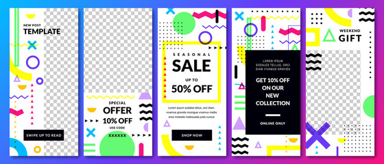 Obraz premium Stories vector template for Instagram social network. Trendy design for fashion sale and special offer flyers.
