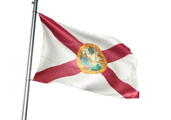 Florida state of United States flag waving isolated white 3D illustration