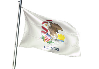 Illinois state of United States flag waving isolated white 3D illustration