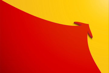 red arrow with a stroke on yellow background