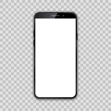 Black smartphone with white empty touch screen - vector