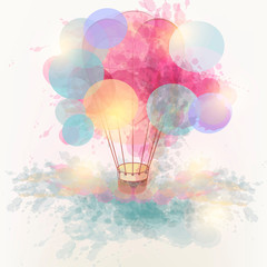 Art fashion vector illustration with abstract air balloon and ink spots