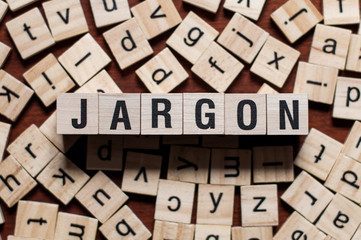 Jargon word written on wood block