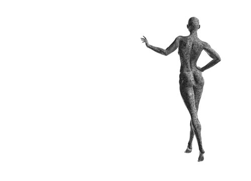 tall healthy fit sports girl made of marble isolated on a white background. 3d rendered medical illustration with copyspace for your text. Obesity and sports healthy lifestyle problems.