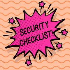 Word writing text Security Checklist. Business concept for list with authorized names to enter allowing procedures