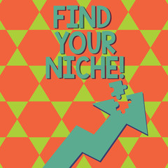 Writing note showing Find Your Niche. Business photo showcasing search for your field Decide Choice education Work