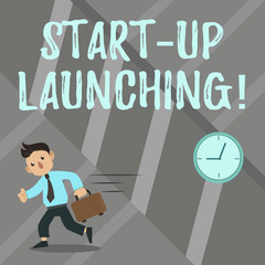 Word writing text Start Up Launching. Business concept for Launch starting strategies of an newly emerged business