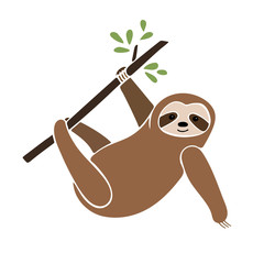 sloth hanging on a branch © елена герасимова