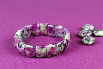 Bracelet made of natural stones.Zoisite. 