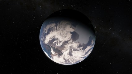 Plakat Planet Earth from space 3D illustration orbital view, our planet from the orbit, world, ocean, atmosphere, land, clouds, globe (Elements of this image furnished by NASA)