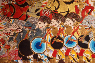 Wayang puppets of Dutch colonial army and Javanese
