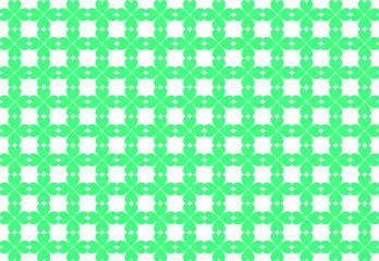 Seamless cell pattern made of light-green heart-shaped clovers on white background