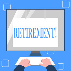 Naklejka premium Handwriting text writing Retirement. Concept meaning Leaving Job Stop Ceasing to Work after reaching some age