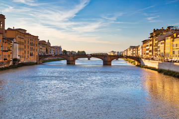 Obraz premium Florence streets near landmark bridge Ponte Vecchio