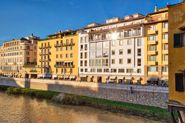 Florence, Italy-June 16, 2017: Florence streets near landmark bridge Ponte Vecchio
