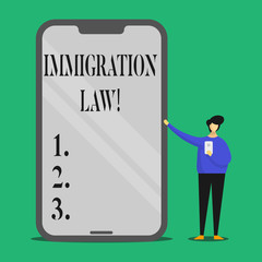 Text sign showing Immigration Law. Conceptual photo National Regulations for immigrants Deportation rules