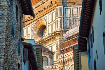 Gordijnen Florence streets near landmark bridge Ponte Vecchio © eskystudio
