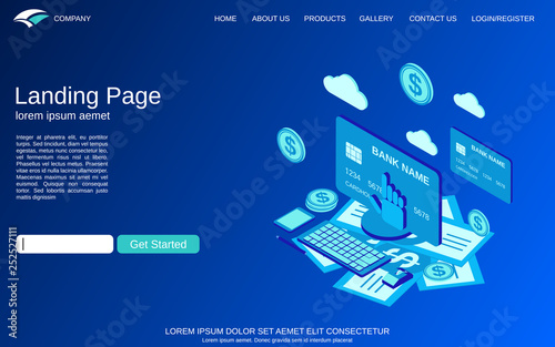 Website Landing Page Template Online Banking Money - 