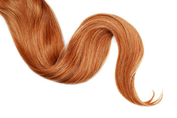 Long wavy red hair isolated on white background