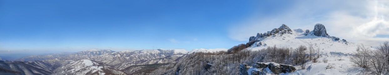 Panoramic view of snow mountains