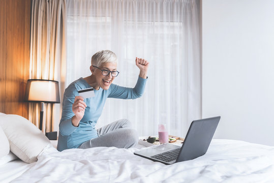 Mature woman purchasing online