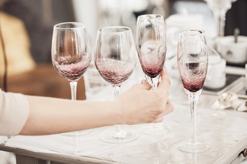 Gorgeous mature woman shopping for glassware