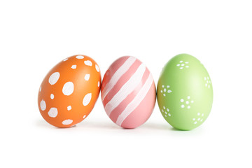 Beautiful painted Easter eggs on white background
