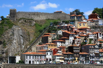 Fototapeta na wymiar Porto Portugal Eine Bergstadt mit vielen bunten Häusern am Fluss