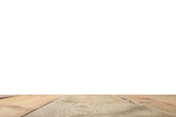 Naklejka premium Empty wooden surface against white background. Mockup for design