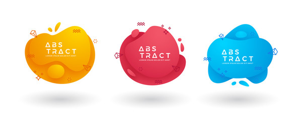 Fluid, liquid design collection. Trendy liquid gradient design elements. Abstract liquid background for your posters or other.