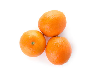 Fresh oranges on white background, top view. Healthy fruit