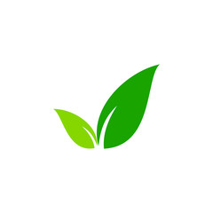 Modern Green Leaf Eco Icon Template Logo