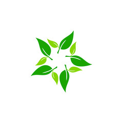 Modern Green Leaf Eco Icon Template Logo