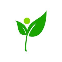 Modern Green Leaf Eco Icon Template Logo