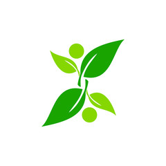 Modern Green Leaf Eco Icon Template Logo