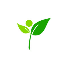 Modern Green Leaf Eco Icon Template Logo