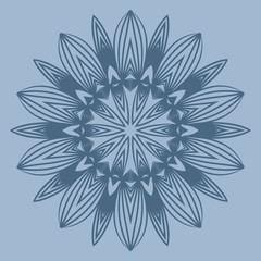 Ornamental Circle Pattern. Hand Draw Mandala. Vintage Decorative Elements. Vector Illustration. Anti-Stress Therapy Pattern. Pastel blue color.
